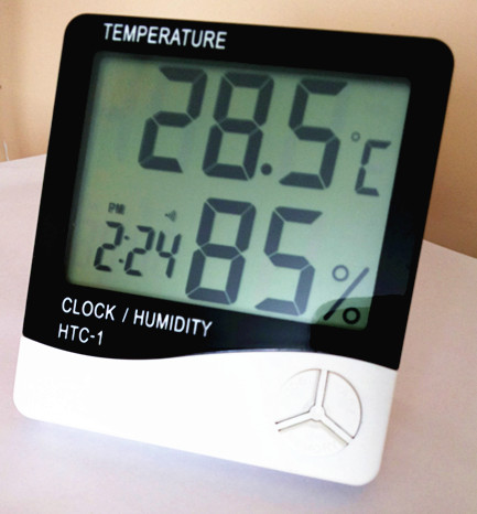 Digital  Hygrometer and Thermometer with Clock and  Calendar HTC-1