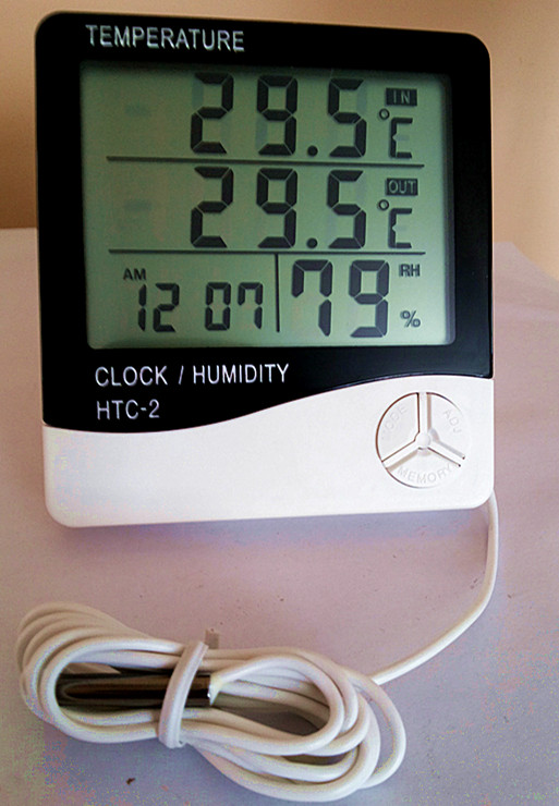 Digital  Hygrometer and Thermometer with Clock and  Calendar HTC-2