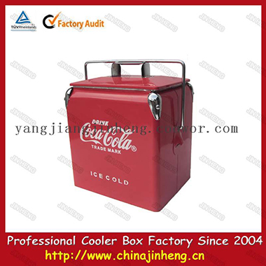 13L portable red COCACOLA Retro metal ice cooler box