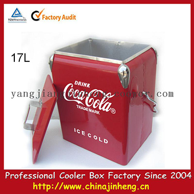 17L metal portable picnic beverage ice cooler box with lid