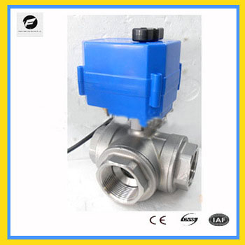 3-way stainless steel material motorized control ball valve 3-6v 12v 24v 220v for water leak,water treatment,machine