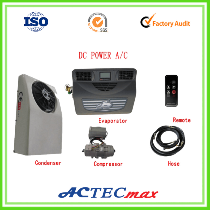 Battery drive Dc power refrigeration units Truck Sleeper Cabin Ac camping car conditioner