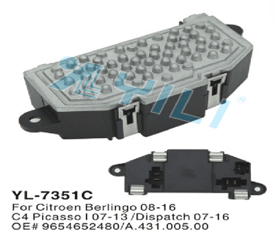 Blower motor resistor YL-7351C for Citroen Berlingo OE# 9654652480/A.431.005.00