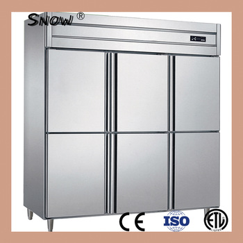 Six doors stainless steel high temperature /normal temperature and low temperature refrigerator freezer