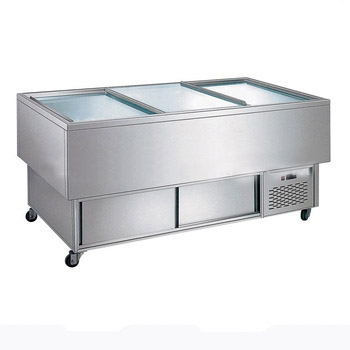 3 or 4 sliding doors stainless steel seafood showcase freezer