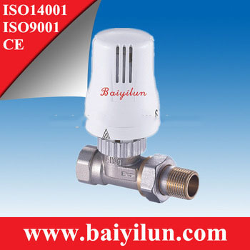 chrome body white head radiator valve thermostat