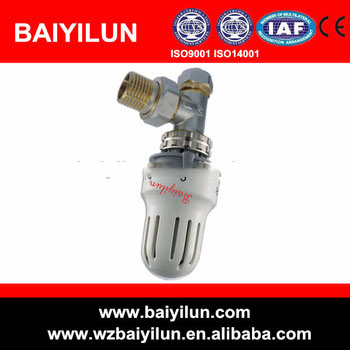 15mm angled aluminum connection radiator valve with thermostatic head