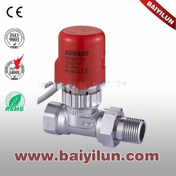 Red AC 24V electric radiator valve;220V Nc Thermal Actuator straight Valve