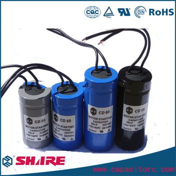 CD60 ABS 75MFD 75uF AC 250V Cylinder Round Motor Starting Capacitor