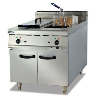 stainless steel Electric Fryer (2-tank&2-basket) with Cabinet (DF-885)