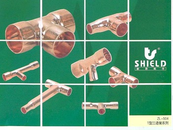 T-shaped copper pipe refrigeration fittings