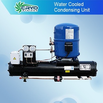 Water cooled refrigeration compressor condensing unit