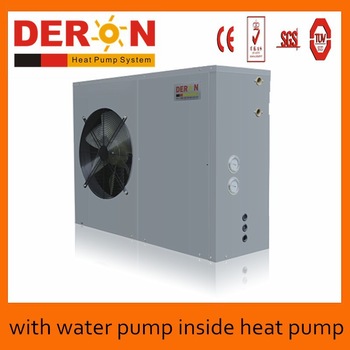 Guangzhou produce deron air to water solar heat pump water heater r410 with grundfos circulation pump inside