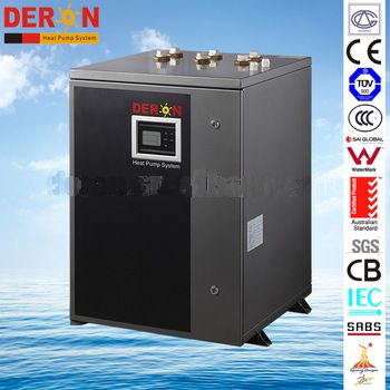 Ground geothermal heat pump air conditioner supply hot water for bath/ Spa/ sauna and house heating cooling, DC inverter version