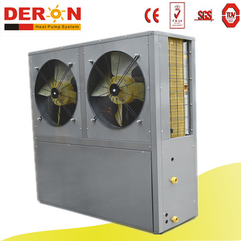 High efficiency double compressor heat pump air to water heating and cooling system for hotels with CE
