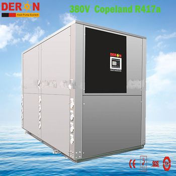Deron high quality certified large water to hot water heating pump with Copeland R417a 20P 80KW for Asia market
