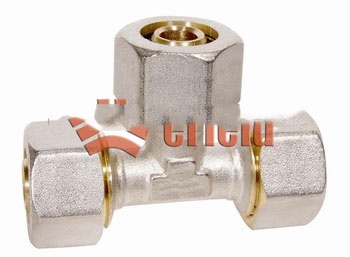 Equal Tee--brass fitting for pex al pex pipe