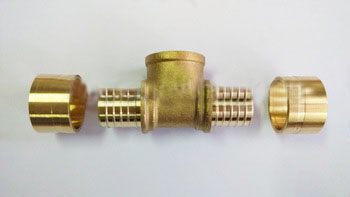 Brass Pex fitting/Brass slide fitting for pex-al-pex pipes, brass female tee