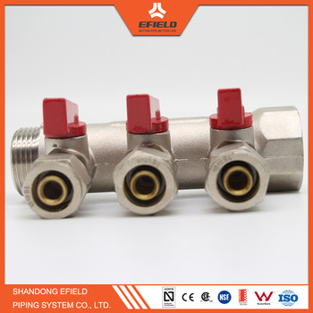 Brass Forged Half-Electroplated Manifold with Ball Valve 4 outlet