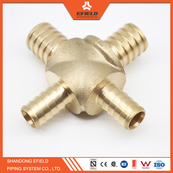 Brass Forging Unequal plumbing Cross Press fitting for PEX pipe