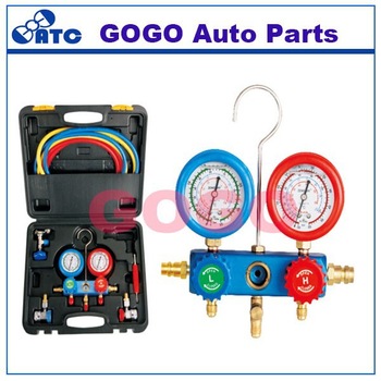 High quality Environmental Protection R134a manifold gauge set with oil gauge aluminum valve body