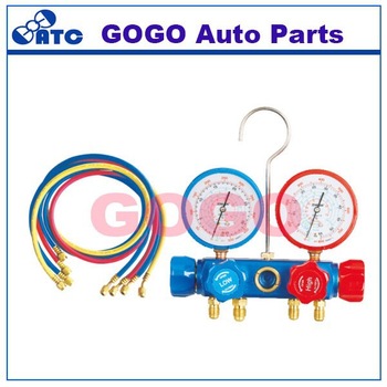 High quality Four way R134a R12 R404 R410 manifold gauge set aluminum valve body