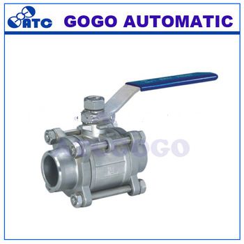 3-pc butt weld ball valve stainless dn15