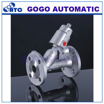 High quality dn15 to dn100 pneumatic angle seat valves with flange