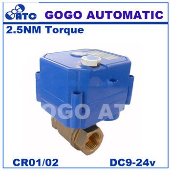 2.5NM Torqu electric motor ball valve with manual override, SS304 & brass two port motorised valve