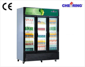 Upright glass door freezer for supermarket beverage china factory OEM refrigeration equipment