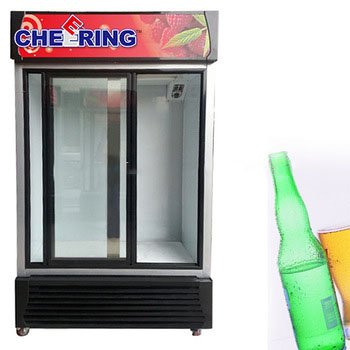supermarket equipment guangzhou factory OEM china electric fan cooling sliding door commercial fridge drinks display cooler