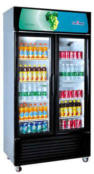 2 glass door beverage upright display freezer for supermarket equipment
