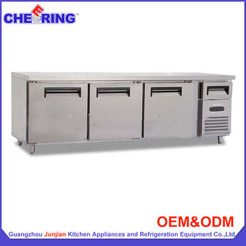 624L Refrigeration Equipment S/S Single Temperature Chest Type Worktable Freezer with 3 Doors