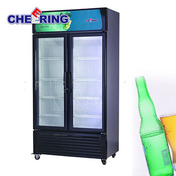 guangzhou factory supermarket equipment energy drink fridge display cooler type double door with CE certification