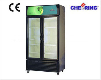 Commercial upright two sliding glass door freezer for supermarket with CE certificated in GuangZhou manufacturers