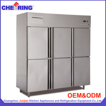 1590L JunJian Refrigeration Equipment Single temperature <font color='red'>stainless</font> <font color='red'>steel</font> 6 <font color='red'>door</font> <font color='red'>upright</font> <font color='red'>chiller</font>