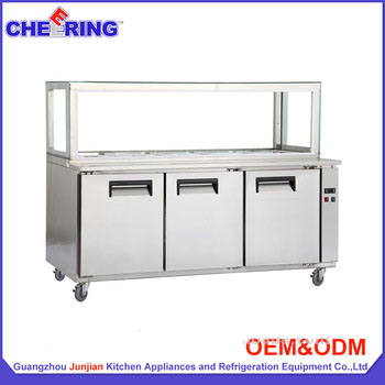 Factory price low voltage compressors refrigerators pizza refrigerator with marble top