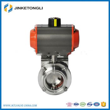 Sanitary clamped horizontal pneumatic butterfly valve