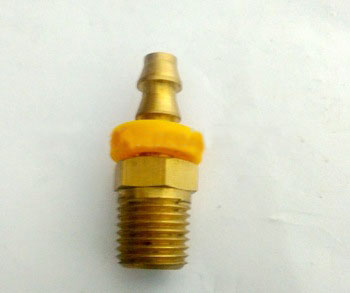 Brass CW617N male hose barb fitting with plastic hose