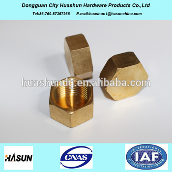 Hexagon brass pipe cap for plumbing system.