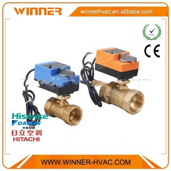 Electronic actuator mounted brass 3 way valve
