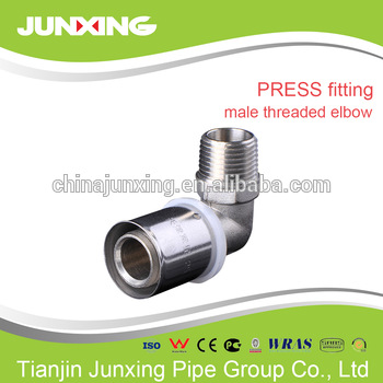 PEX-AL-PEX Crimped Press Pipe fittings Male Elbow Copper Threaded