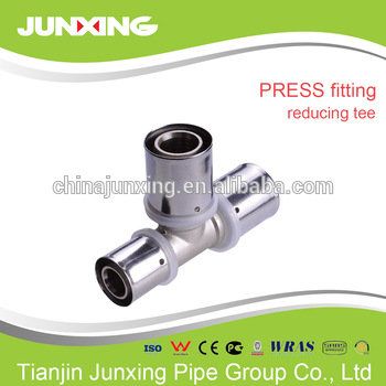 pex-al-pex stainless steel press fitting reducing tee