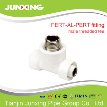 white color pe equal plastic tee male thread
