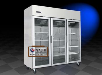 12YD Double door/Triple Glass Door dispaly showcase cabinet used in kitchen and cookroom (stainless steel material)