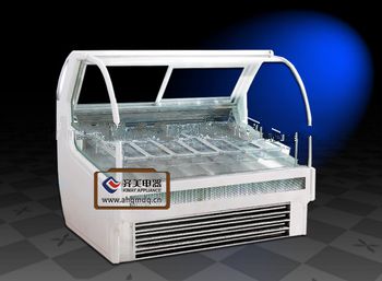 ROP Italian Style Transparent Ice Cream Display Cabinet Refrigeration Showcase for ice cream, popsicle, etc