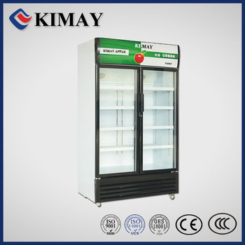 09KM ake commercial Glass double Door Cabinet-White refrigerator