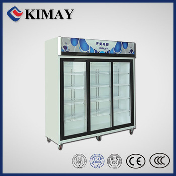 09YM ake commercial three Glass Move around the door Cabinet-White refrigerator