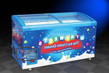 curved sliding glass door commercial chest display ice cream glass door freezer