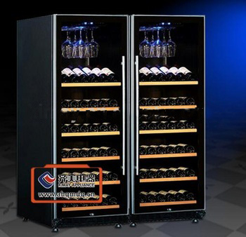 QZS LCD cooler stand Upright vertical open glass door Display Chiller Refrigerating freezer for beverage and wine
